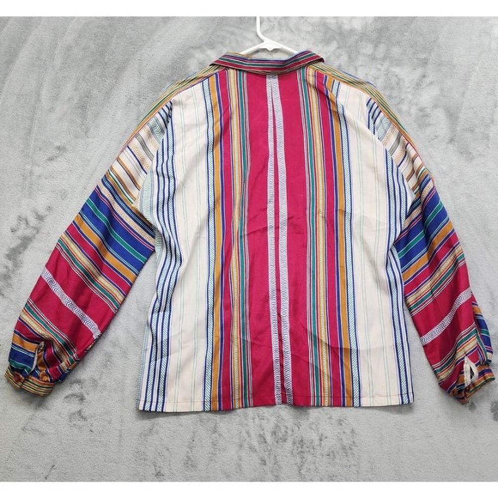 Vintage Its Gailord Top Womens L Multicolor Striped Button Down Balloon Sleeve - Picture 3 of 10